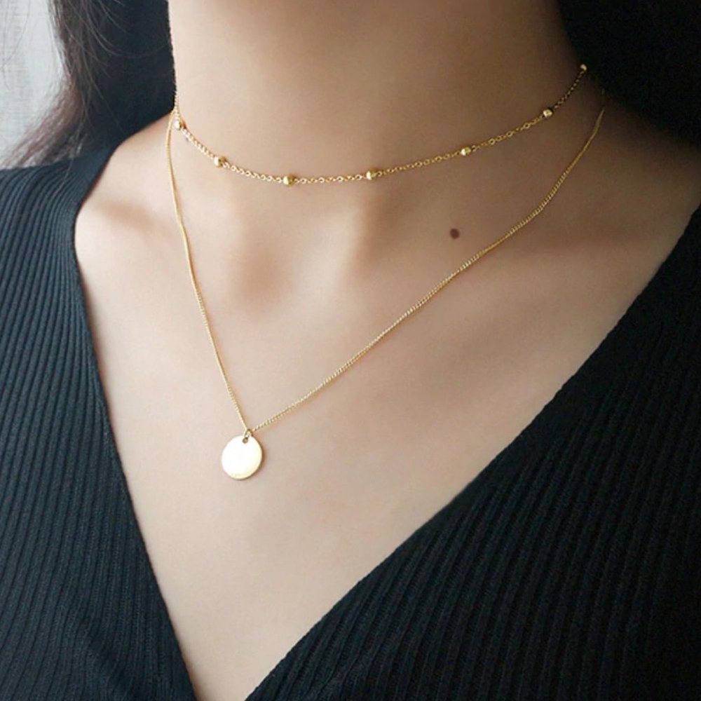NEW Gold/Sterling Silver Coin Layered Necklace